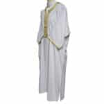 M3qs Azdwht 0025 Moroccan Cotton Blend White 3 Quarter Sleeves Thobe Jubba Kandorah Dishdasha (5)