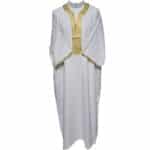 M3qs Azdwht 0025 Moroccan Cotton Blend White 3 Quarter Sleeves Thobe Jubba Kandorah Dishdasha (6)