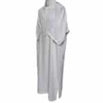 M3qs Azdwht 0026 Moroccan Cotton Blend White 3 Quarter Sleeves Thobe Jubba Kandorah Dishdasha (5)