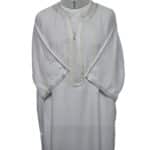 M3qs Azdwht 0026 Moroccan Cotton Blend White 3 Quarter Sleeves Thobe Jubba Kandorah Dishdasha (8)