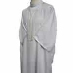 M3qs Azdwht 0026 Moroccan Cotton Blend White 3 Quarter Sleeves Thobe Jubba Kandorah Dishdasha (9)