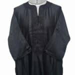 M3qs Bgman 001 Moroccan Cotton Blend Black 3 Quarter Sleeves Thobe Jubba Kandorah Dishdasha (8)