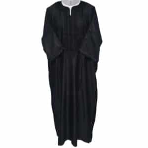 M3qs Bgman 002 Moroccan Cotton Blend Black 3 Quarter Sleeves Thobe Jubba Kandorah Dishdasha (7)