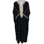 M3qs Bgman 003 Moroccan Cotton Blend Black 3 Quarter Sleeves Thobe Jubba Kandorah Dishdasha (4)