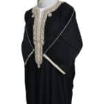 M3qs Bgman 003 Moroccan Cotton Blend Black 3 Quarter Sleeves Thobe Jubba Kandorah Dishdasha (6)