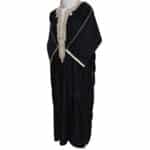 M3qs Bgman 003 Moroccan Cotton Blend Black 3 Quarter Sleeves Thobe Jubba Kandorah Dishdasha (7)