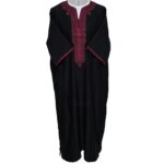 M3qs Bgman 005 Moroccan Cotton Blend Black 3 Quarter Sleeves Thobe Jubba Kandorah Dishdasha (5)