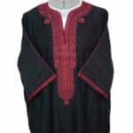 M3qs Bgman 005 Moroccan Cotton Blend Black 3 Quarter Sleeves Thobe Jubba Kandorah Dishdasha (6)