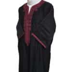 M3qs Bgman 005 Moroccan Cotton Blend Black 3 Quarter Sleeves Thobe Jubba Kandorah Dishdasha (7)