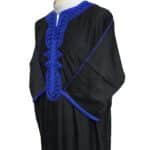 M3qs Bgman 006 Moroccan Cotton Blend Black 3 Quarter Sleeves Thobe Jubba Kandorah Dishdasha (3)