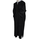 M3qs Bgman 007 Moroccan Cotton Blend Black 3 Quarter Sleeves Thobe Jubba Kandorah Dishdasha (5)