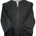 M3qs Bgman 007 Moroccan Cotton Blend Black 3 Quarter Sleeves Thobe Jubba Kandorah Dishdasha (6)