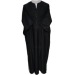 M3qs Bgman 007 Moroccan Cotton Blend Black 3 Quarter Sleeves Thobe Jubba Kandorah Dishdasha (7)