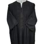 M3qs Bgman 007 Moroccan Cotton Blend Black 3 Quarter Sleeves Thobe Jubba Kandorah Dishdasha (8)