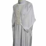 M3qs Bgman 008 Moroccan Cotton Blend White 3 Quarter Sleeves Thobe Jubba Kandorah Dishdasha (4)