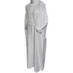 M3qs Bgman 008 Moroccan Cotton Blend White 3 Quarter Sleeves Thobe Jubba Kandorah Dishdasha (5)