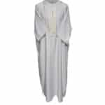 M3qs Bgman 008 Moroccan Cotton Blend White 3 Quarter Sleeves Thobe Jubba Kandorah Dishdasha (6)