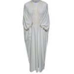 M3qs Bgmwht 001 Moroccan Polyestercotton Off White 3 Quarter Sleeves Thobe Jubba Kandorah Dishdasha (7)