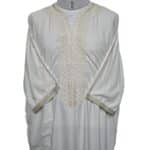M3qs Bgmwht 001 Moroccan Polyestercotton Off White 3 Quarter Sleeves Thobe Jubba Kandorah Dishdasha (8)