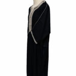 Moroccan Rich Cotton 3-Quarter Sleeve Black/Off-White Thobe