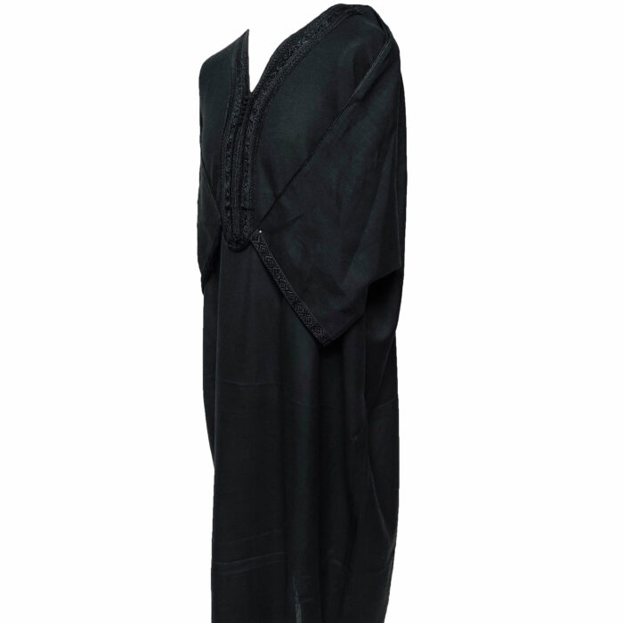 Moroccan Rich Cotton 3-Quarter Sleeve Black Thobe