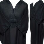 Moroccan Rich Cotton 3-Quarter Sleeve Black Thobe