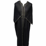 Moroccan Rich Cotton 3-Quarter Sleeve Black/Gold Thobe