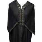 Moroccan Rich Cotton 3-Quarter Sleeve Black/Gold Thobe