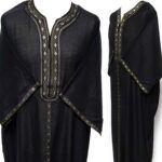 Moroccan Rich Cotton 3-Quarter Sleeve Black/Gold Thobe