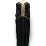 Moroccan 3-Quarter Sleeve Thobe Black & Gold