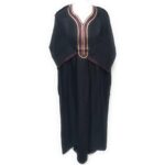 Moroccan 3/4 Sleeve Poly-Cotton Black/Burgundy Thobe