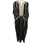 Moroccan 3/4 Sleeve Black/Gold Striped Thobe