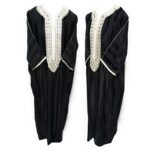 M3qs Blkofwt03 Men's Moroccan 3 Quarter Sleeve Black Striped Jubba Thobe Djellaba
