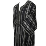 M3qs Blkslvr 0kb Men’s Moroccan 3 Quarter Sleeve Black Silver Striped Jubba Thobe Djellaba (6)