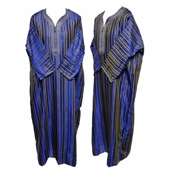 M3qs Blubrwn 0046 Moroccan Blue Cotton Blend Short Sleeve Thobe Jubba Dishdasha0103 190119