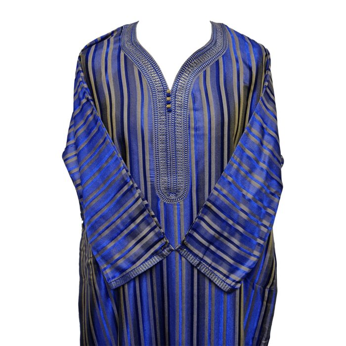 M3qs Blubrwn 0046 Moroccan Blue Cotton Blend Short Sleeve Thobe Jubba Dishdasha0103 190124