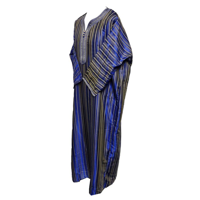M3qs Blubrwn 0046 Moroccan Blue Cotton Blend Short Sleeve Thobe Jubba Dishdasha0103 190134