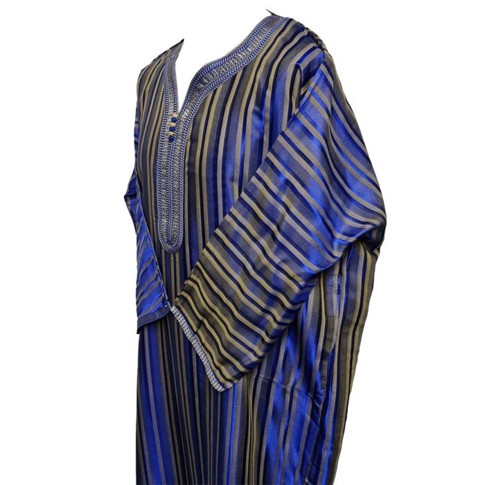 M3qs Blubrwn 0046 Moroccan Blue Cotton Blend Short Sleeve Thobe Jubba Dishdasha0103 190138