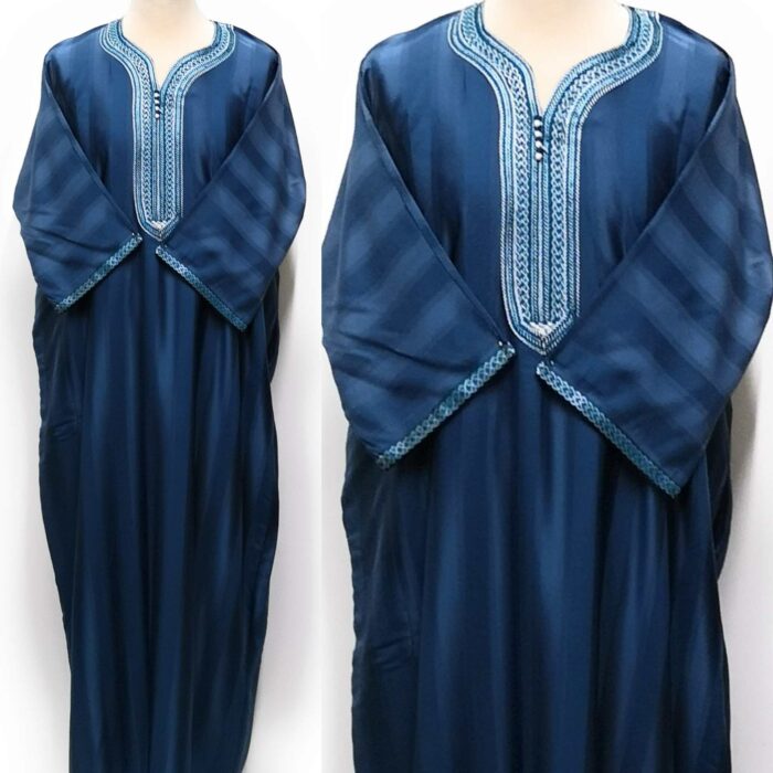 Moroccan Summer 3-Quarter Sleeve Thobe Blue
