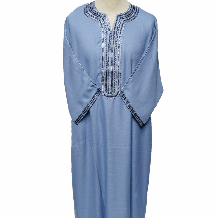 Moroccan Rich Cotton 3-Quarter Sleeve Blue Thobe