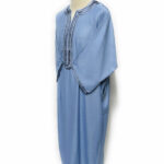 Moroccan Rich Cotton 3-Quarter Sleeve Blue Thobe