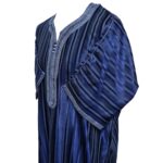 M3qs Blufnln 120 Moroccan Blue Cotton Blend Short Sleeve Thobe Jubba Dishdasha 190637