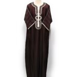 Moroccan Summer 3-Quarter Sleeve Thobe Brown/White
