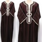 Moroccan Summer 3-Quarter Sleeve Thobe Brown/White