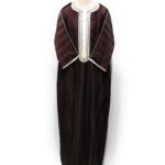 Moroccan Summer 3-Quarter Sleeve Thobe Brown/White Design