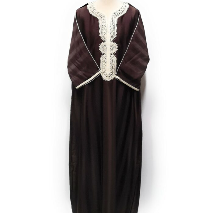 Moroccan Summer 3-Quarter Sleeve Brown/White Thobe