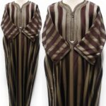 Moroccan Summer 3-Quarter Sleeve Brown & Gold Striped Thobe