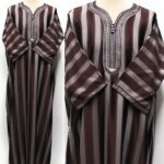 Moroccan Summer 3-Quarter Sleeve Brown & Grey Striped Thobe