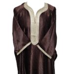 M3qs Brnfnln 118 Men Moroccan Brown Cotton Blend 3 Quarter Sleeve Thobe Jubba Dishdashabrnfnln118 (6)