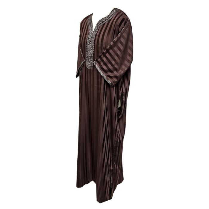 Men Moroccan Cotton Blend Brown Half Sleeves Thobe Jubba Kandora Dishdash?